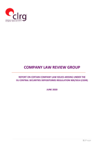 Report on certain company law issues arising under the EU Central Securities Depositories Regulation 909/2014 (CSDR)