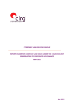 CLRG Report on Certain Company Law Issues under the Companies Act 2014 relating to Corporate Governance