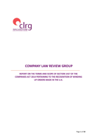 Report on the terms and scope of Section 1417 of the Companies Act 2014 pertaining to the recognition of winding up orders made in the U.K.